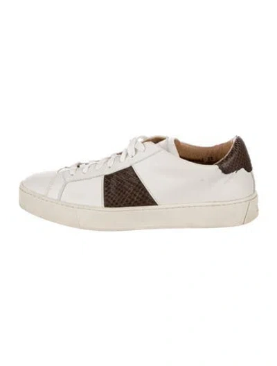 Pre-owned Santoni Leather Animal Print Sneakers In White