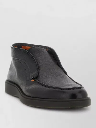 Santoni Digits Hammered Leather Ankle Boots In Black