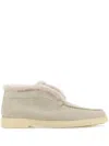 Santoni Chalk Suede Ankle Boots In Neutral