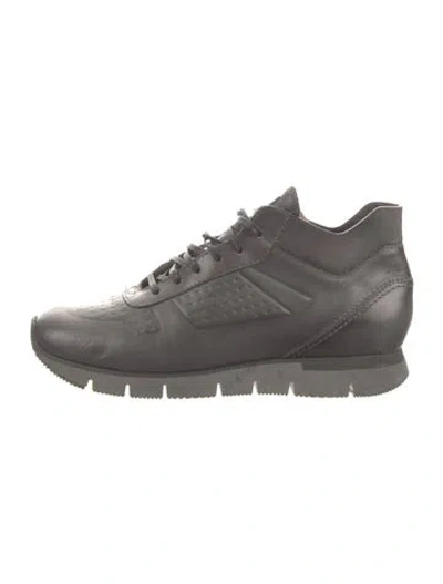 Pre-owned Santoni Leather Athletic Sneakers In Gray