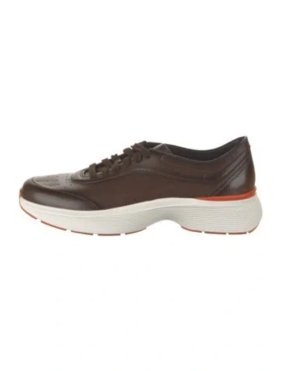Pre-owned Santoni Leather Athletic Sneakers W/ Tags In Brown
