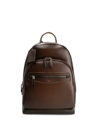 Santoni Leather Backpack In Purple