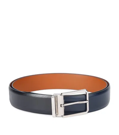 Santoni Leather Belt In Blue