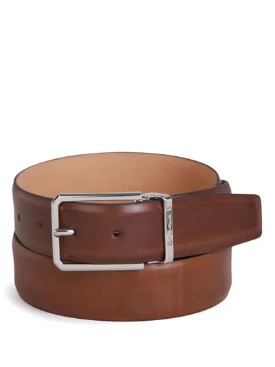 Santoni Leather Belt In Brown