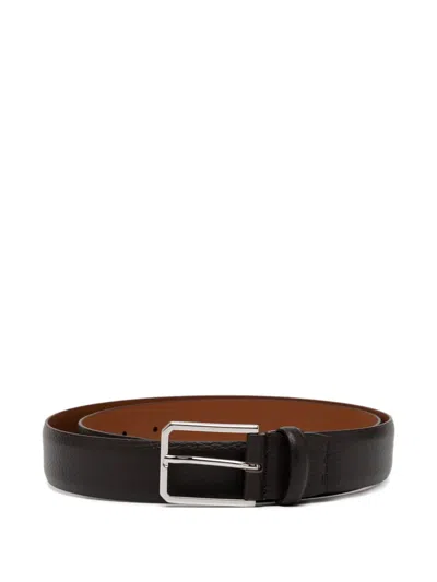 Santoni Leather Belt In Black
