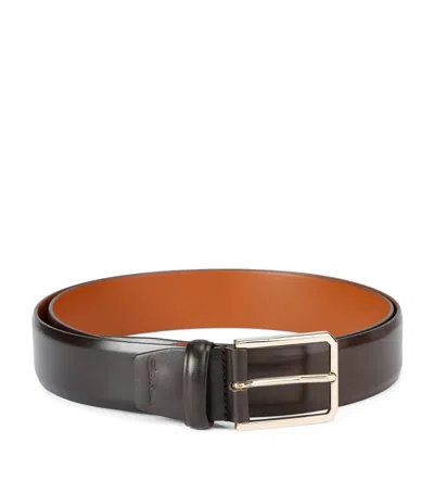 Santoni Leather Belt In Brown