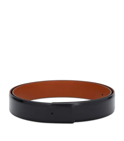 Santoni Leather Belt Strap In Black