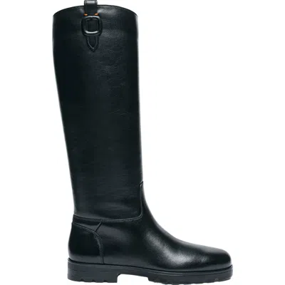 Santoni Leather Boot In Black
