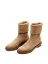 Santoni Leather Boots In Beige