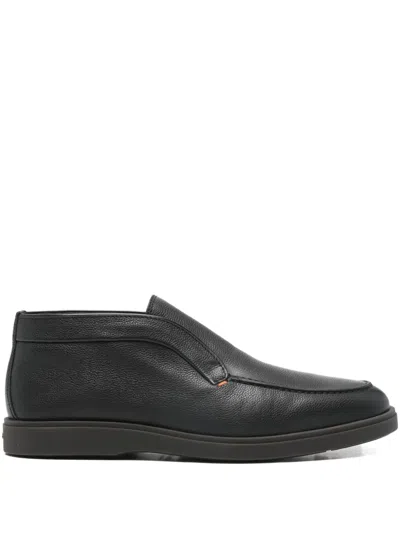 Santoni Leather Boots In Black