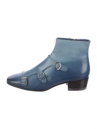 Pre-owned Santoni Leather Boots In Blue