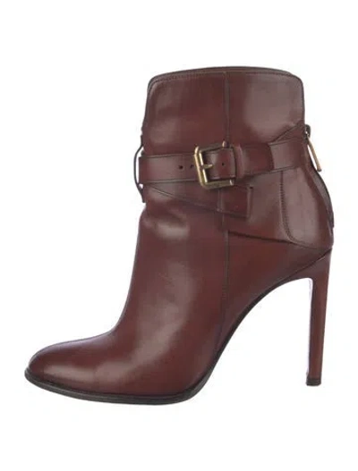 Pre-owned Santoni Leather Boots In Burgundy