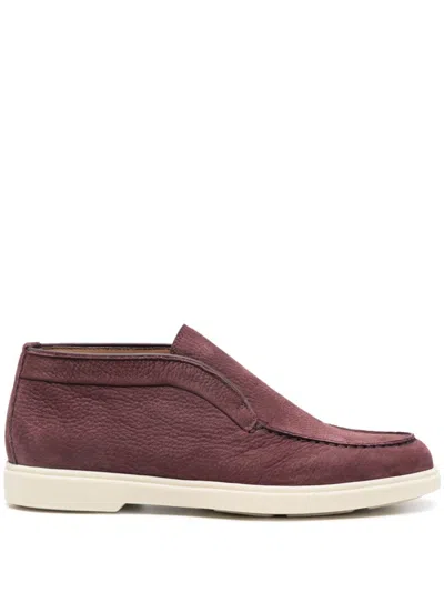 Santoni Suede Andvari Ankle Boots In Red