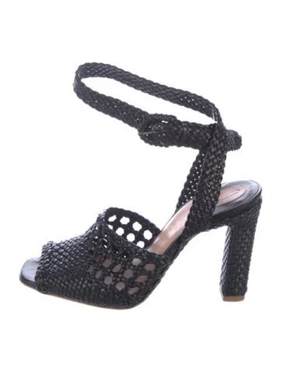 Pre-owned Santoni Leather Braided Accents Sandals In Black