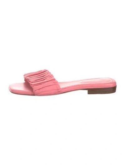 Pre-owned Santoni Leather Braided Accents Slides In Pink