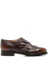 Santoni Leather Brogue Shoes In Brown