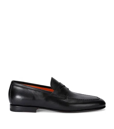 SANTONI LEATHER CARLOS LOAFERS