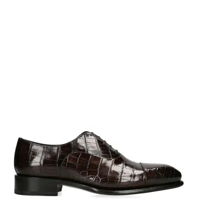 Santoni Leather Carter Oxford Shoe In Brown