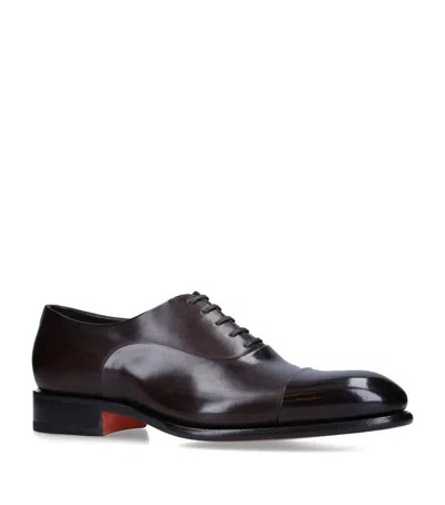 Santoni Leather Carter Oxford Shoes In Black