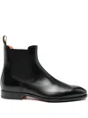 Santoni Black Solid Boots In Black