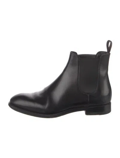 Pre-owned Santoni Leather Chelsea Boots In Black