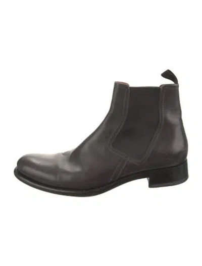 Pre-owned Santoni Leather Chelsea Boots In Black