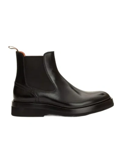SANTONI LEATHER CHELSEA BOOTS