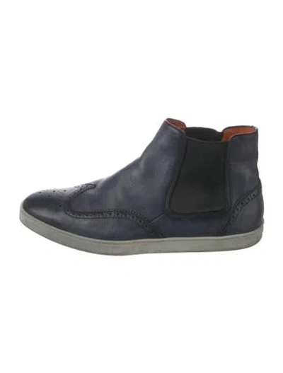 Pre-owned Santoni Leather Chelsea Boots In Blue