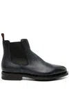 Santoni Elastic-panel Leather Boots In Blue