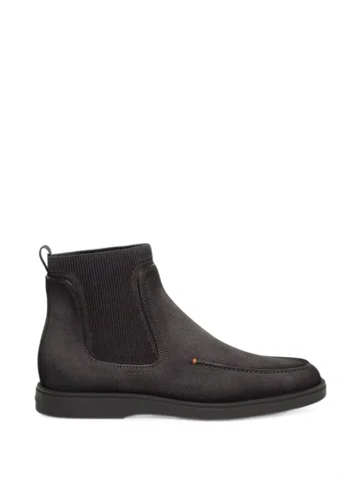Santoni Leather Chelsea Boots In Brown