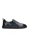 Santoni Leather Clean Icon Victory Sneakers In Blue