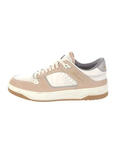 Pre-owned Santoni Leather Colorblock Pattern Sneakers In White