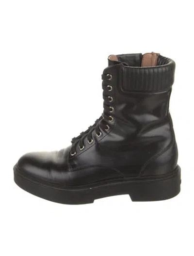 Pre-owned Santoni Leather Combat Boots In Black