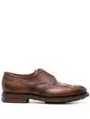 Santoni Leather Derby Brogue Shoes In 褐色