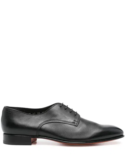 Santoni Leather Derby Shoes In Black