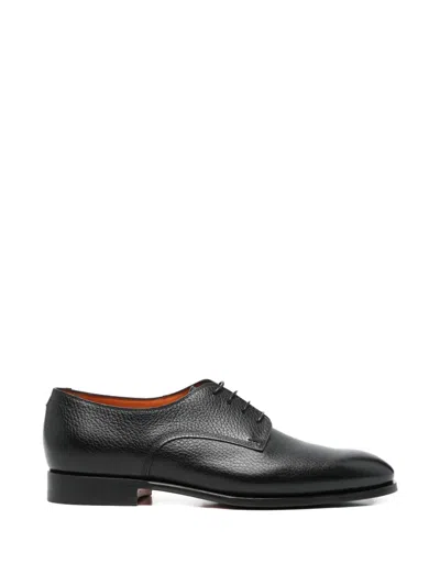 Santoni Leather Derby Shoes In Black