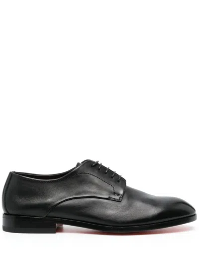 Santoni Leather Derby Shoes In Black