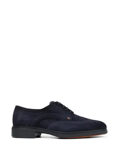 Santoni Leather Derby Shoes In Blue