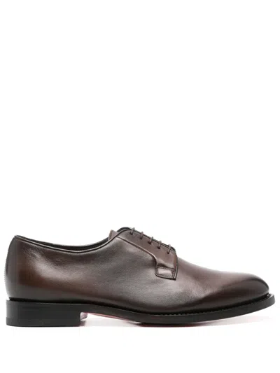 Santoni Leather Derby Shoes In Brown