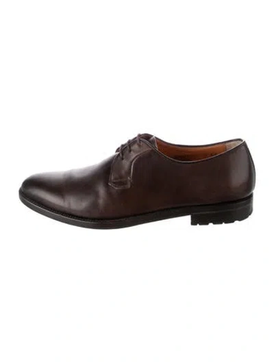 Pre-owned Santoni Leather Derby Shoes In Brown