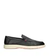 Santoni Leather Detroit Loafers In Black