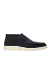 Santoni Leather Detroit Loafers In Navy