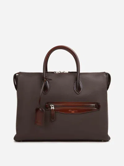 Santoni Leather Document Holder In Neutral