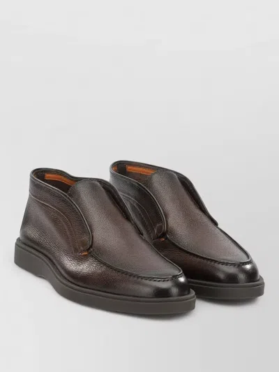Santoni Leather Dragon Loafers In Brown