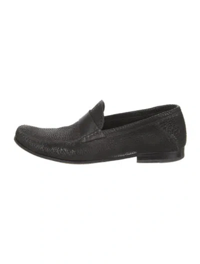 Pre-owned Santoni Leather Dress Loafers In Black