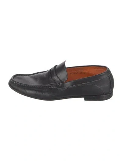 Pre-owned Santoni Leather Dress Loafers In Black