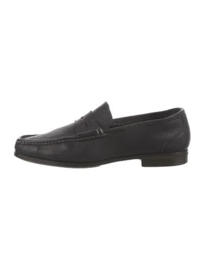 Pre-owned Santoni Leather Dress Loafers In Black