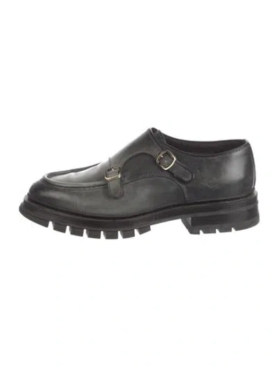 Pre-owned Santoni Leather Dress Loafers In Black