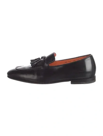 Pre-owned Santoni Leather Dress Loafers In Black