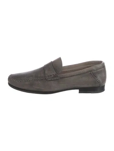 Pre-owned Santoni Leather Dress Loafers In Black